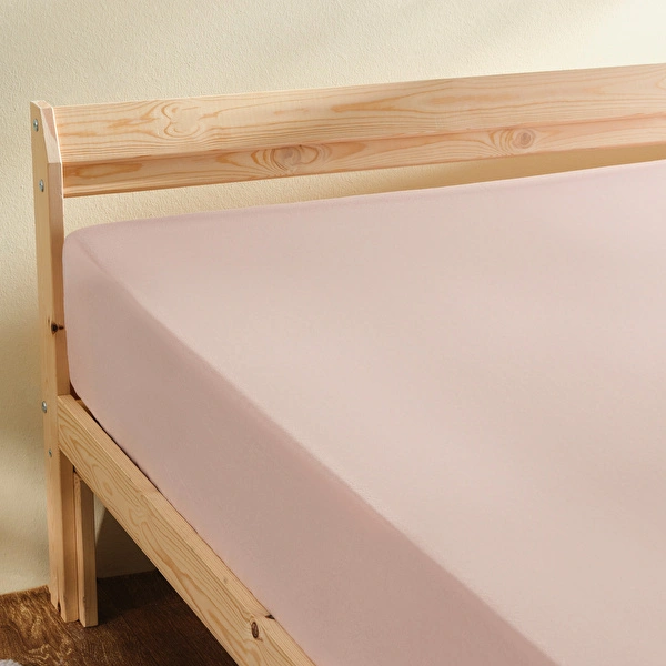 Karaca Container Leona Düz Lastikli Çift Kişilik Çarşaf 200x220 cm Toz Pembe görseli 1