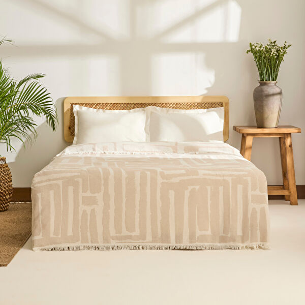 Kaşmir Home Mosy Çift Kişilik Jakar Muslin Pike Bej 