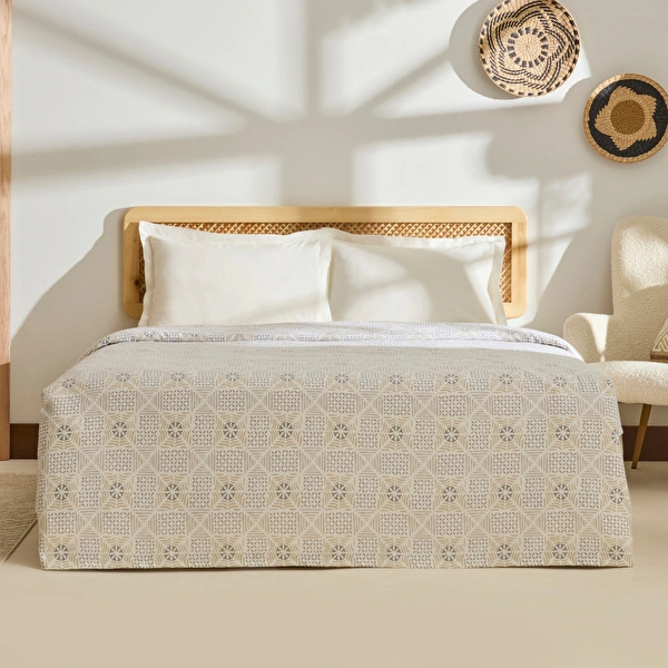 Kaşmir Home Asta %100 Pamuk Çift Kişilik Pike Gri görseli 1