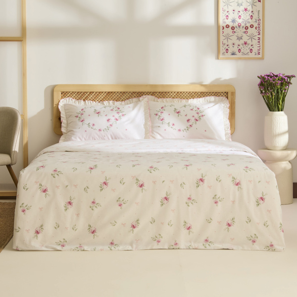 Kaşmir Home Pure Lov %100 Pamuk Çift Kişilik Nevresim Takımı Rose  görseli 1