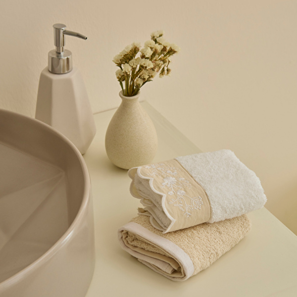 Kaşmir Home Maja 2'li El Havlusu Set Offwhite görseli 1