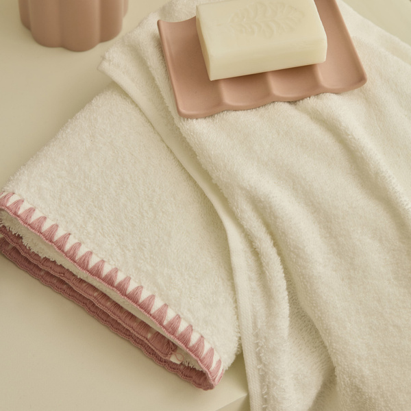 Kaşmir Home Pure 2'li Midye Dikişili Yüz Havlusu Rose görseli 1