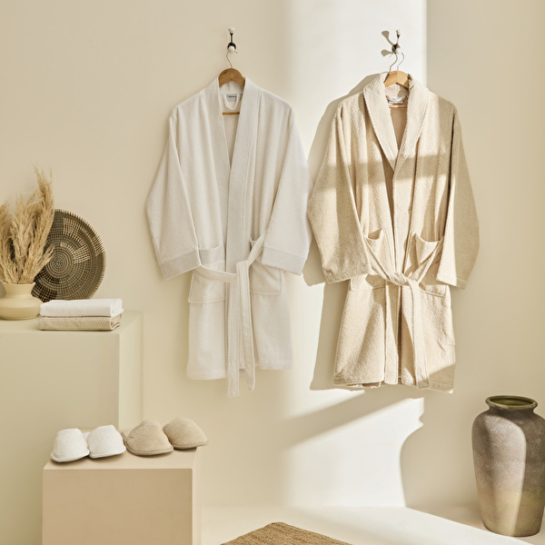 Kaşmir Home Pery 6 Parça Aile Banyo Seti Offwhite-Bej görseli 1