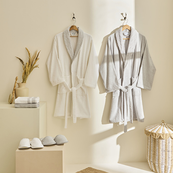 Kaşmir Home Elin 6 Parça Aile Banyo Seti Offwhite Gri görseli 1