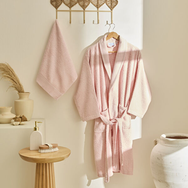 Kaşmir Home Maren Bornoz Set S-M Pudra görseli 1