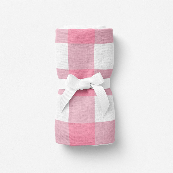 Itsy Bitsy Kids Bird Of Life Pink Check , Müslin Bebek Örtüsü , 100x100 Cm görseli 1