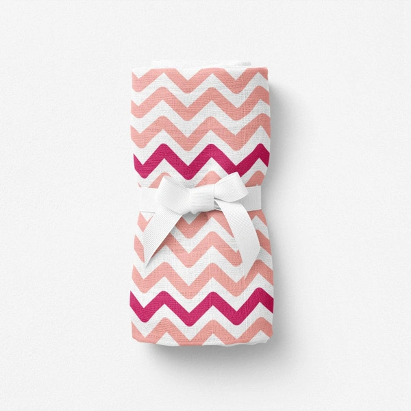 Itsy Bitsy Kids Big Flower Pink Zigzag , Müslin Bebek Örtüsü , 70x70 Cm görseli 1