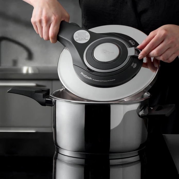 Jumbo Procook 6 Litre Siyah Açık Gri Paslanmaz Çelik Düdüklü Tencere