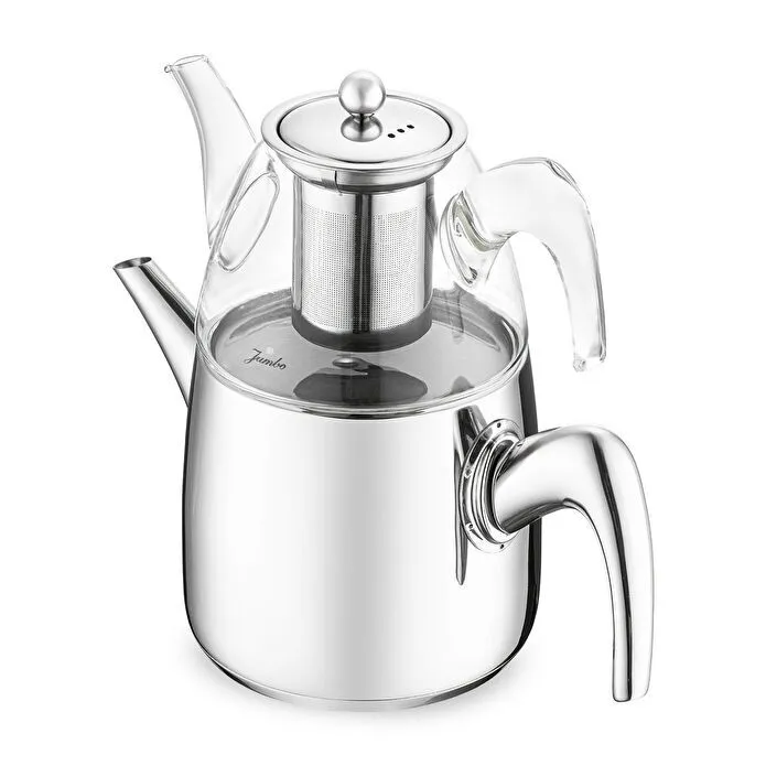 Jumbo 6500 Cam Demlikli Full Metal Sap İndüksiyon Tabanlı Çaydanlık