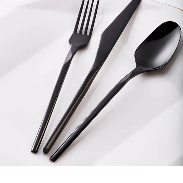 Jumbo 5100 Quartz Titanyum Siyah 12 Kişilik 84 Parça Çatal Kaşık Bıçak Takımı