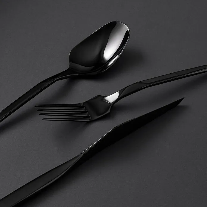 Jumbo 5100 Quartz Titanyum Siyah 12 Kişilik 84 Parça Çatal Kaşık Bıçak Takımı
