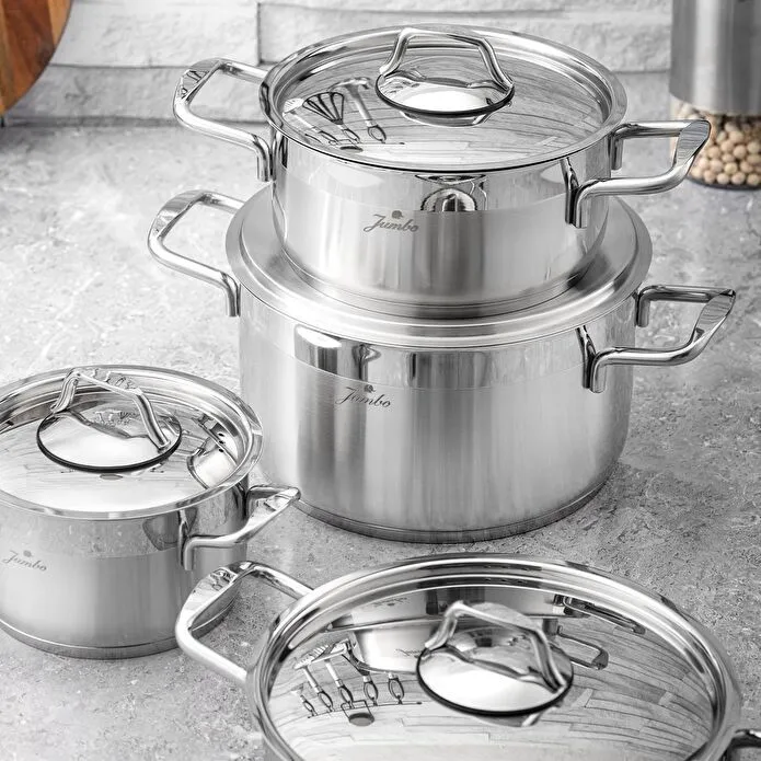 Jumbo Myra 8 Parça İndüksiyon Tabanlı Çelik Tencere Seti