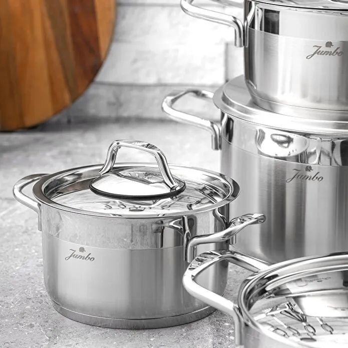 Jumbo Myra 8 Parça İndüksiyon Tabanlı Çelik Tencere Seti