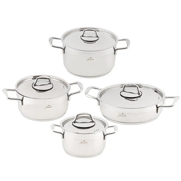 Jumbo Myra 8 Parça İndüksiyon Tabanlı Çelik Tencere Seti