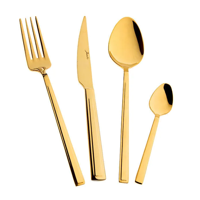 Jumbo Athena Titanyum Gold 6 Kişilik 24 Parça Tatlı Çatal Kaşık Bıçak Takımı