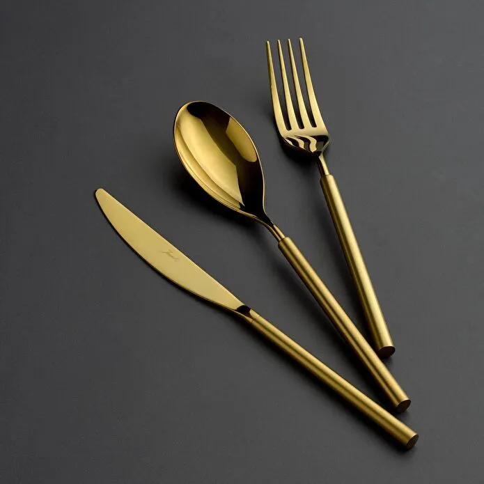 Jumbo 6000 Roller Titanyum Mat Gold 12 Kişilik 84 Parça Çatal Kaşık Bıçak Takımı