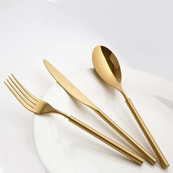 Jumbo 6000 Roller Titanyum Mat Gold 12 Kişilik 84 Parça Çatal Kaşık Bıçak Takımı