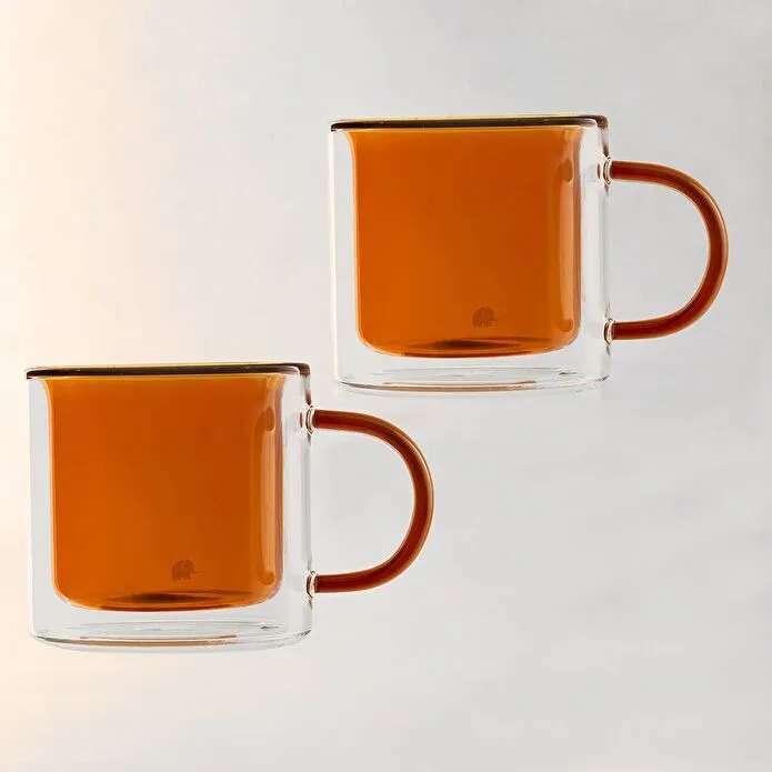 Jumbo Glory Double Wall Çift Cidarlı 2'Li Kupa Seti - Amber