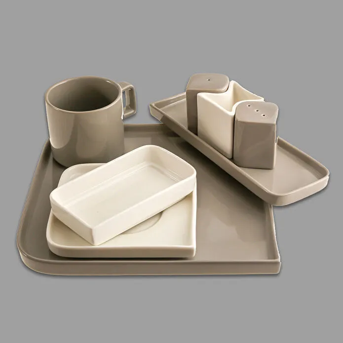 Jumbo Quadro Grey 6 Kişilik 27 Parça Kare Kahvaltı Takımı