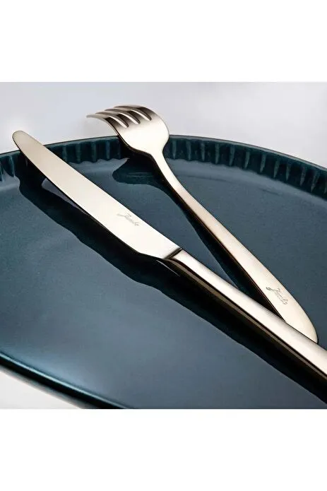 Jumbo 9400 Şampanya 84 Parça 12 Kişilik Çatal Kaşık Bıçak Seti