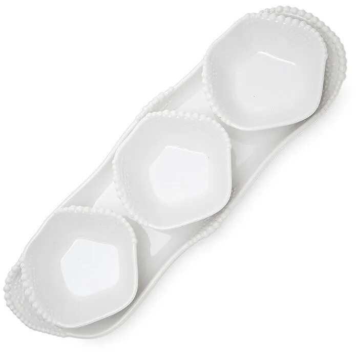 Jumbo Maris Melamin 4'lü Beyaz Tepsili Kase Seti