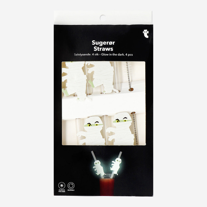 Flying Tiger Copenhagen 4'lü Karanlıkta Parlayan Mumyalı Pipet Seti