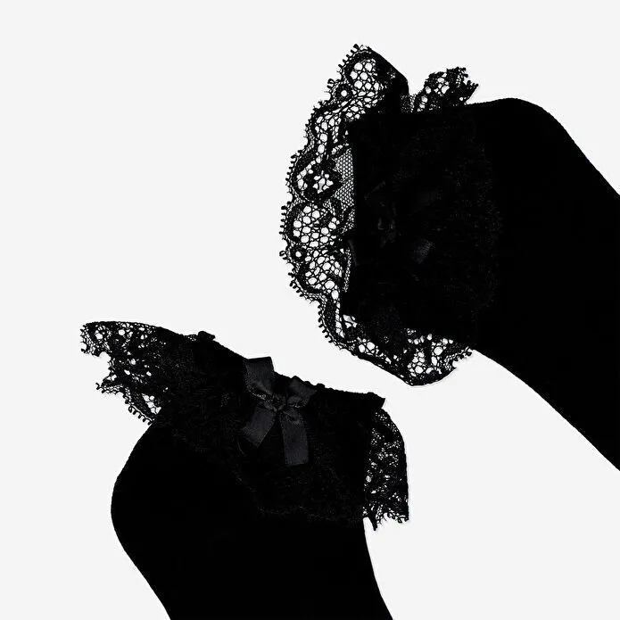 Flying Tiger Copenhagen Gotik Tasarımlı Siyah Çorap 36/38