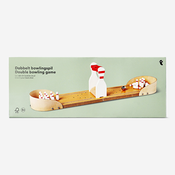Flying Tiger Copenhagen Çift Taraflı Mini Ahşap Bowling Seti