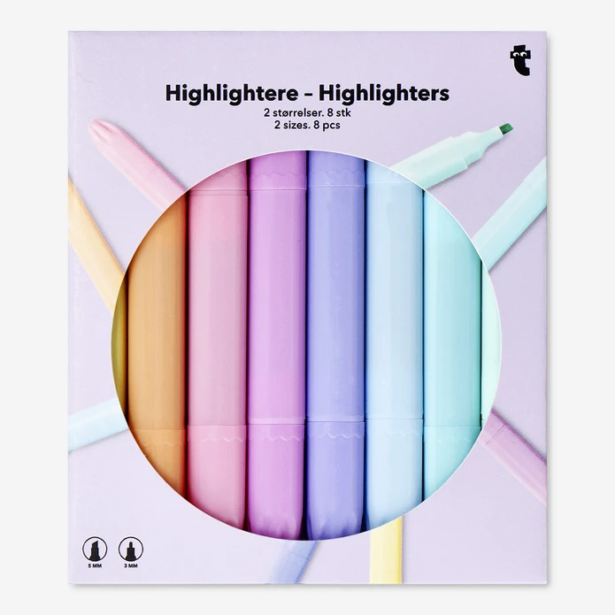 Flying Tiger Copenhagen 8'li Pastel Renkli Çift Taraflı Fosforlu Kalem Seti