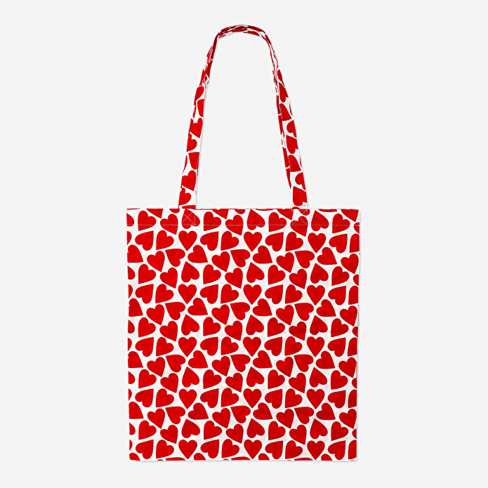 Flying Tiger Copenhagen Kırmızı Kalp Desenli Bez Çanta