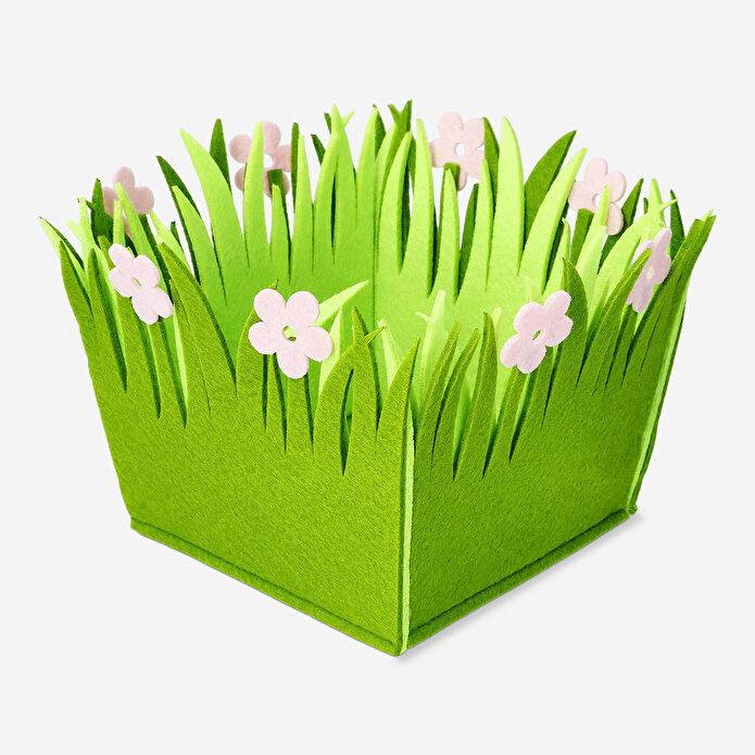 Flying Tiger Copenhagen Pembe Çiçekli Yeşil Büyük Keçe Sepet