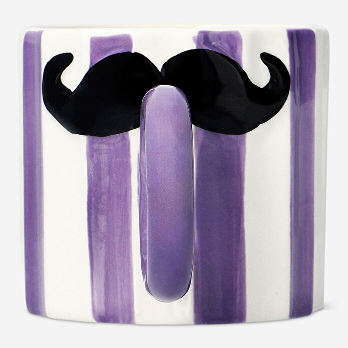 Flying Tiger Copenhagen Bıyık Detaylı Mor Çizgili Seramik Kupa