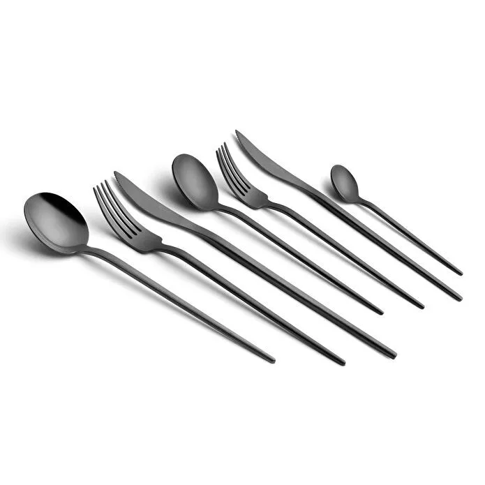 Jumbo 4400 Fallen 84 Parça 12 Kişilik Titanyum Siyah Çatal Kaşık Bıçak Seti