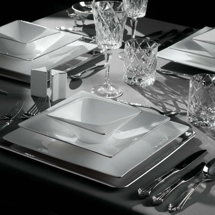 Jumbo Fold Platin 58 Parça 12 Kişilik Kare Yemek Takımı