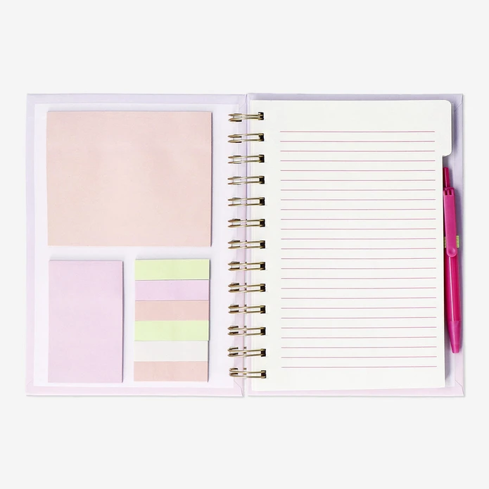Flying Tiger Copenhagen Kedi Desenli Pembe Spiralli Kalemli Defter
