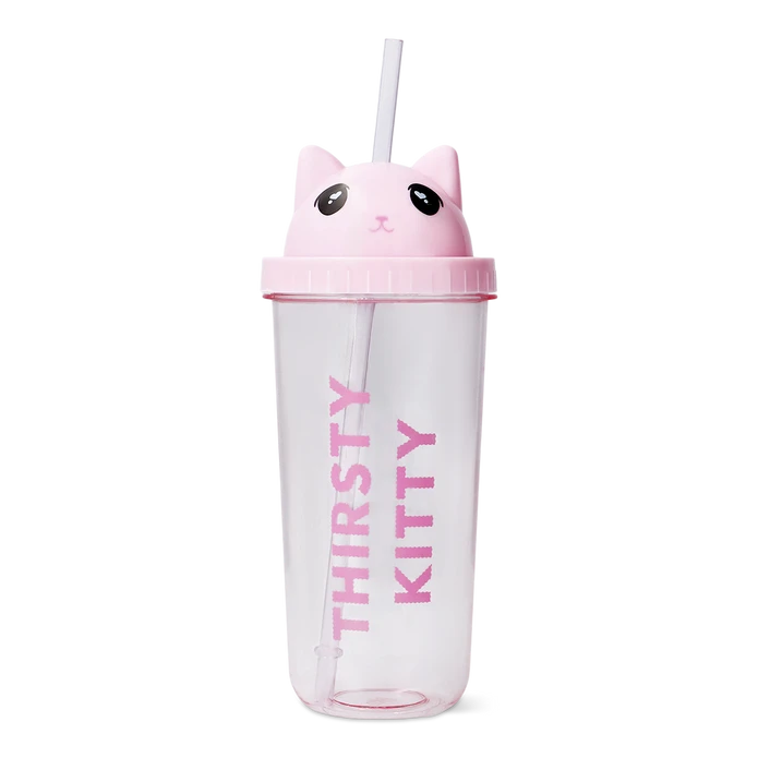 Flying Tiger Copenhagen Pipetli Kedi Detaylı Pembe Bardak