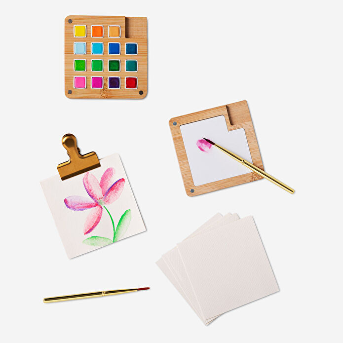 Flying Tiger Copenhagen Taşınabilir Ahşap Mini Sulu Boya Kiti