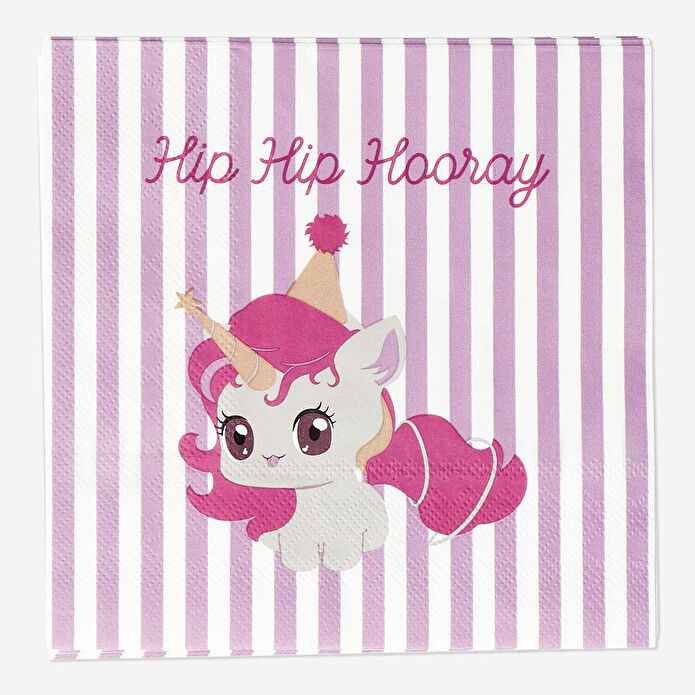 Flying Tiger Copenhagen 16'lı Pembe Unicorn Desenli Çizgili Kağıt Peçete