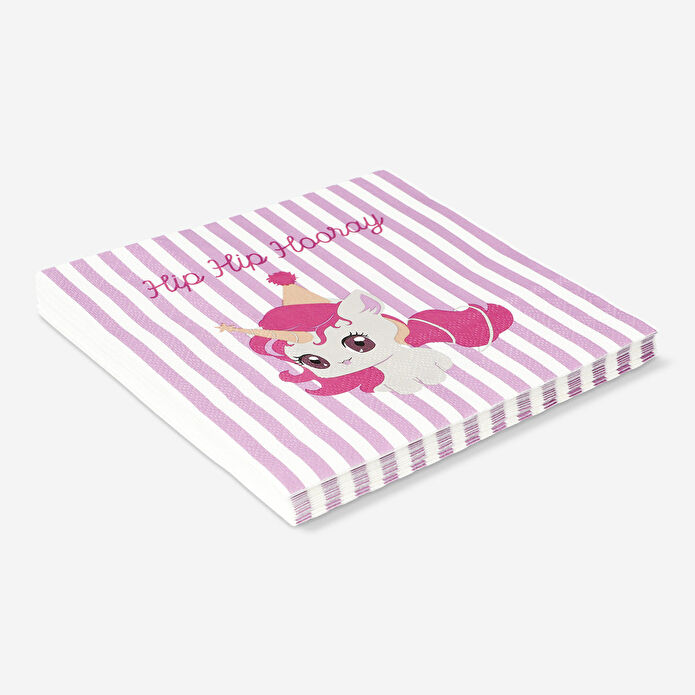 Flying Tiger Copenhagen 16'lı Pembe Unicorn Desenli Çizgili Kağıt Peçete