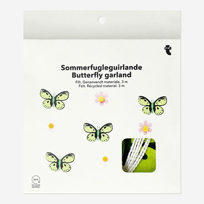 Flying Tiger Copenhagen Yeşil Kelebek Detaylı Dekoratif Duvar Süsü 3 m