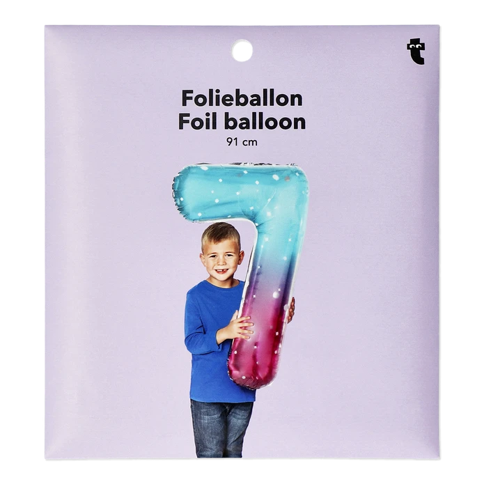 Flying Tiger Copenhagen Büyük Pembe Mavi Parlak 7 Numaralı Folyo Balon
