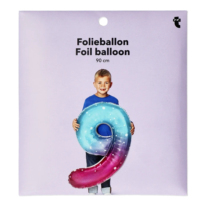 Flying Tiger Copenhagen Büyük Pembe Mavi Parlak 9 Numaralı Folyo Balon