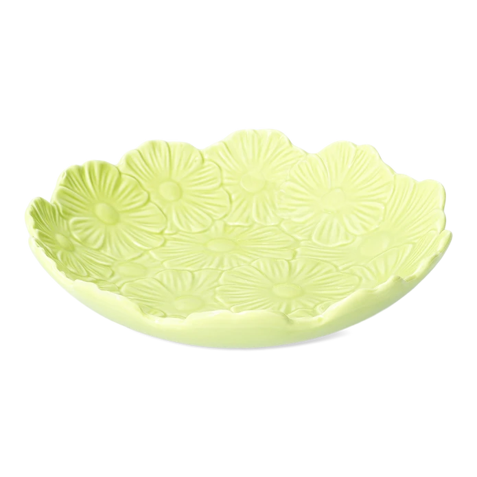 Flying Tiger Copenhagen Büyük Yeşil Çiçek Desenli Seramik Salata Kasesi