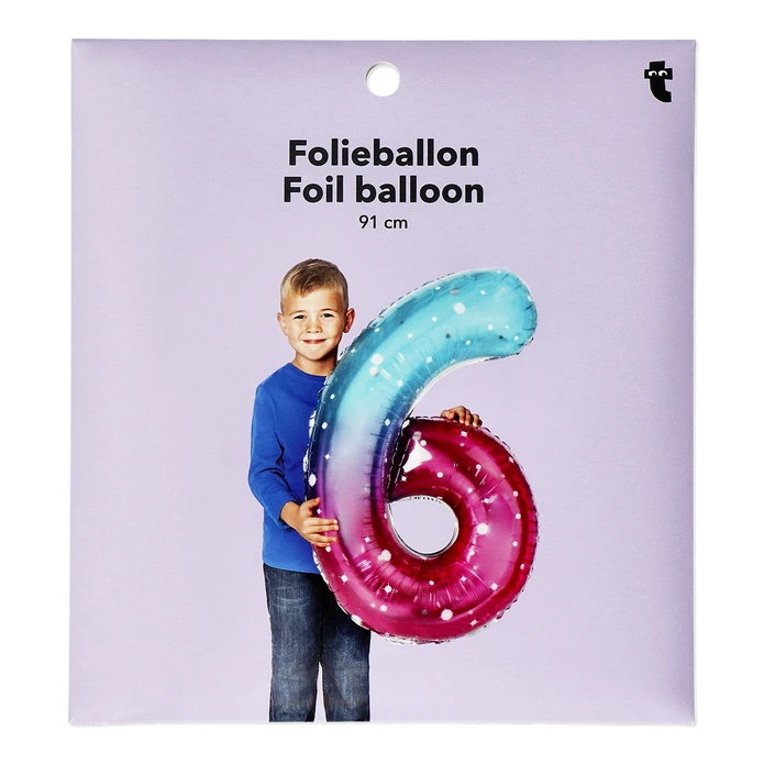 Flying Tiger Copenhagen Büyük Pembe Mavi Parlak 6 Numaralı Folyo Balon