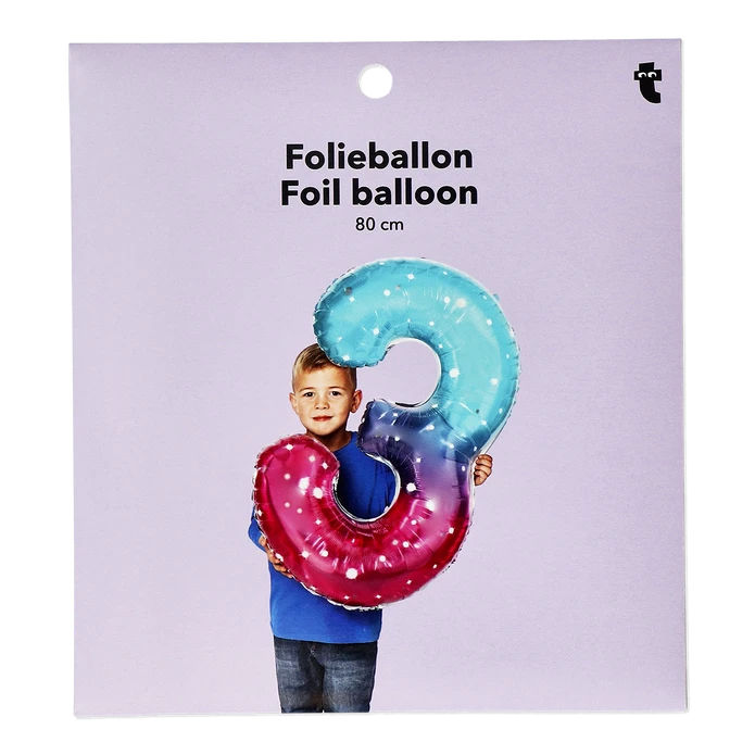 Flying Tiger Copenhagen Pembe Mavi Parlak 3 Numaralı Folyo Balon