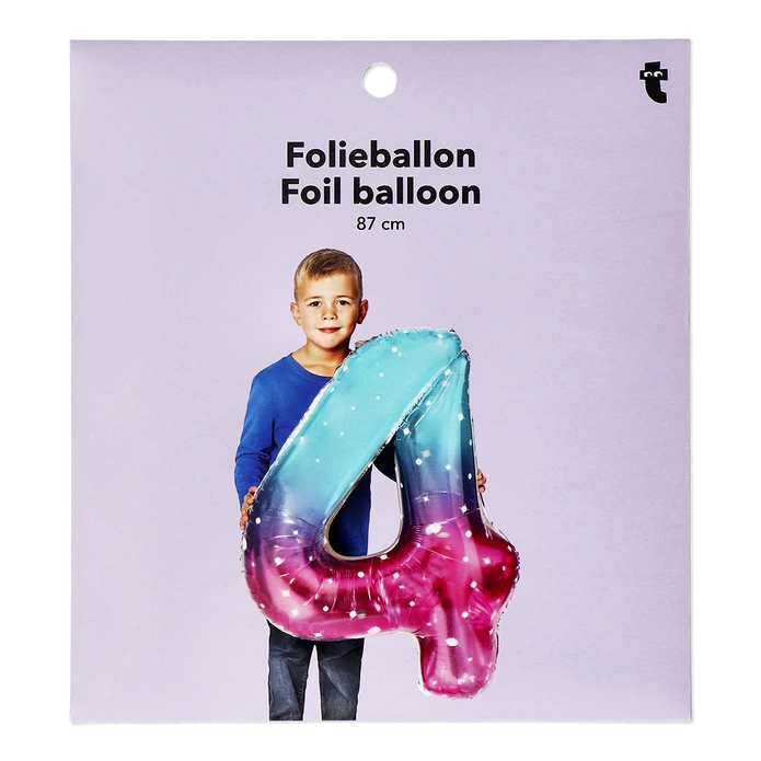 Flying Tiger Copenhagen Pembe Mavi Parlak 4 Numaralı Folyo Balon