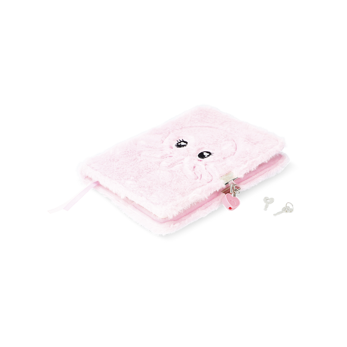 Flying Tiger Copenhagen Kilitli Ahtapot Desenli Pembe Peluş Defter A5