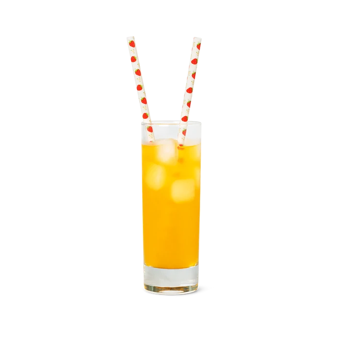 Flying Tiger Copenhagen 8'li Kırmızı Çilek Desenli Plastik Pipet
