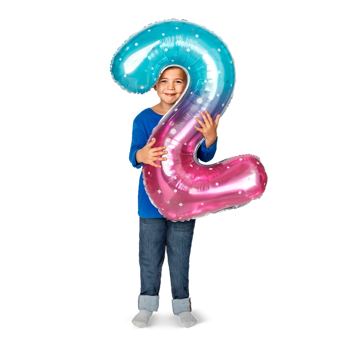 Flying Tiger Copenhagen Pembe Mavi Parlak 2 Numaralı Folyo Balon