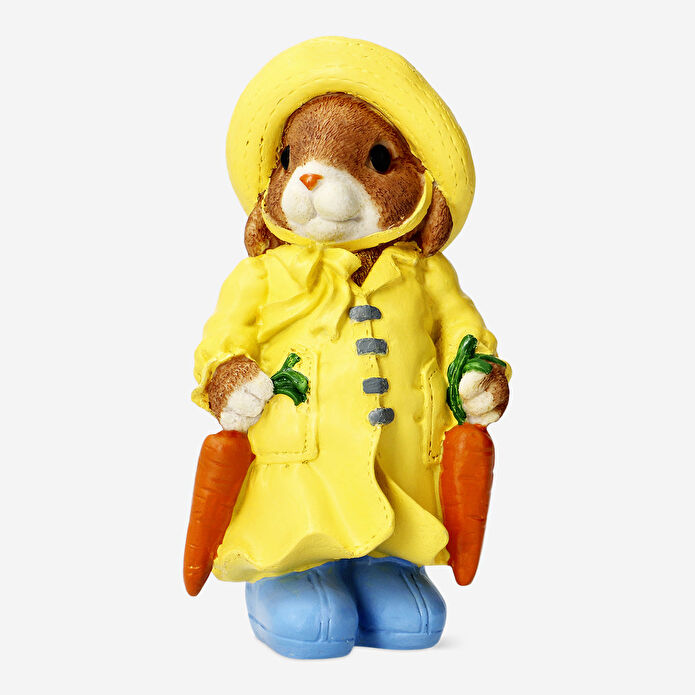 Flying Tiger Copenhagen Sarı Yağmurluk Detaylı Dekoratif Tavşan 19,6 cm